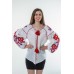 Boho Style Ukrainian Embroidered Folk  Blouse "Boho Flowers" red on white